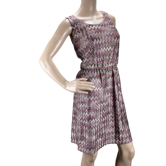 Lily Rose Women Multicolored Chevron Knit Sleeveless Scoop Neck Dress Size XL - Picture 4 of 5